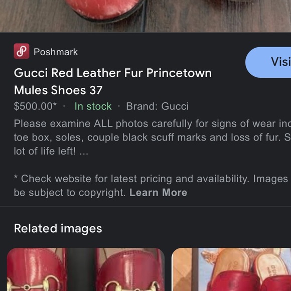 Gucci red leather Princeton mule shoes - Picture 2 of 3